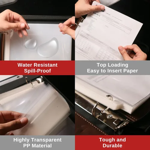 Miniatura 3 de Paquete de 100 protectores de hojas transparentes, 8.5 x 11 pulgadas, duraderos, de carga superior, agujeros reforzados, sin ácidos / caja fuerte
