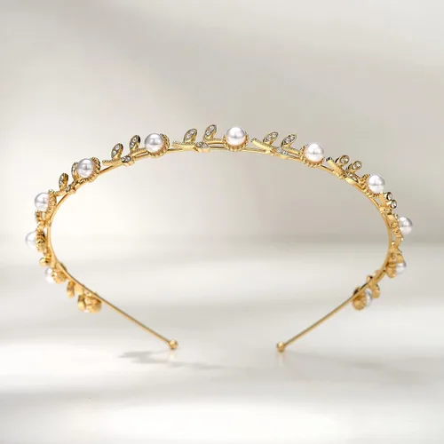 Miniatura 5 de SWEETV Diadema para niña de flores, perla para niñas, accesorios para el cabello de princesa, para fiesta de cumpleaños, primera comunión