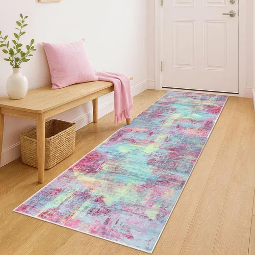 Miniatura 12 de IOHOUZE Alfombra pequeña abstracta de 2 x 3 pies, alfombra de entrada lavable para entrada interior, alfombras con respaldo de goma, alfombra gris