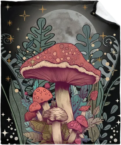 Miniatura 18 de Manta de regalo personalizada de hongos del bosque salvaje oscuro, manta de franela suave y ligera, adecuada para uso en cama, sala de estar