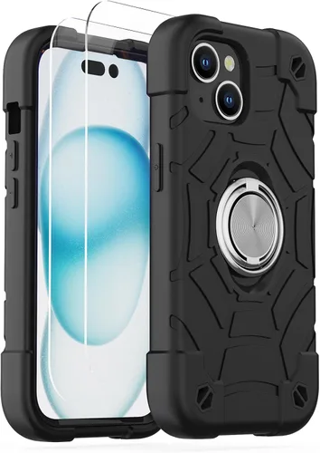 Miniatura 39 de KCJ Funda para iPhone SE 2022/2020, iPhone 8/7/6/6S, con [2×Protectores de Pantalla][Soporte de Anillo] Silicona Suave+PC Duro Protección Completa