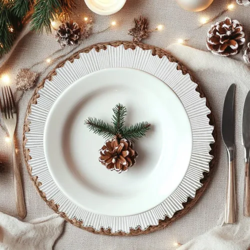 Miniatura 2 de Platos Base Blancos Antiguos, Platos Base Redondos de 13" para Platos de Cena, Juego de 6 Platos Base de Plástico para Bodas, Fiestas, Decoración