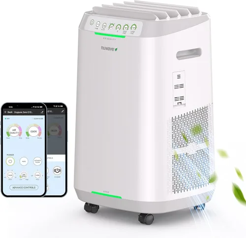 Nuwave OxyPure ZERO Air Purifier for Home Large Rooms Up to 2,002 Sq Ft 100% Particle Removal to 0.1 Micron, Dual 4-Stage Filtration, Adjustable