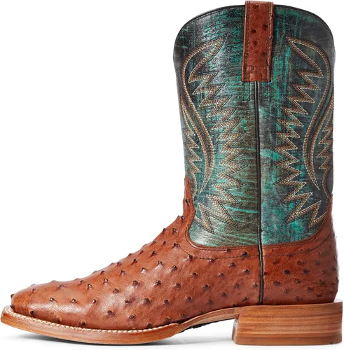 Miniatura 2 de ARIAT Botas de avestruz con punta cuadrada para hombre, Turquesa