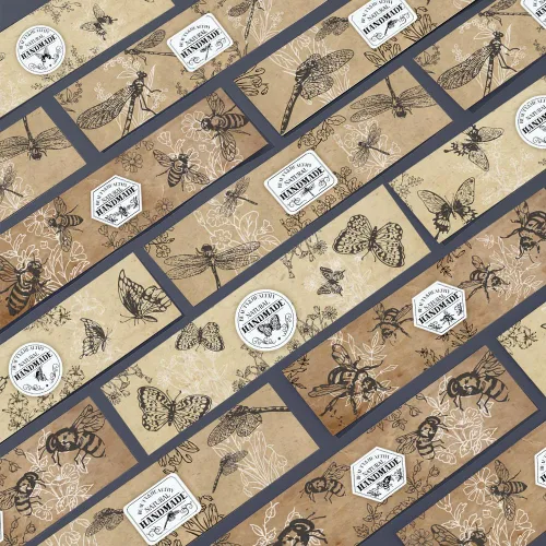 Miniatura 7 de PH PandaHall 90 piezas de papel de embalaje de jabón, 9 estilos de papel de jabón de insectos, etiqueta vertical de papel de estraza para jabón