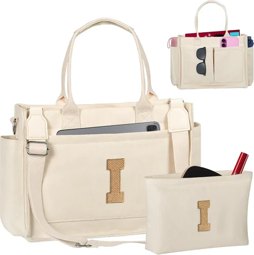 Miniatura 152 de Easter Basket Stuffers, Initial Tote Bag with Makeup Bag, Birthday Gifts for Women, Teen Girl Gifts Trendy Stuff