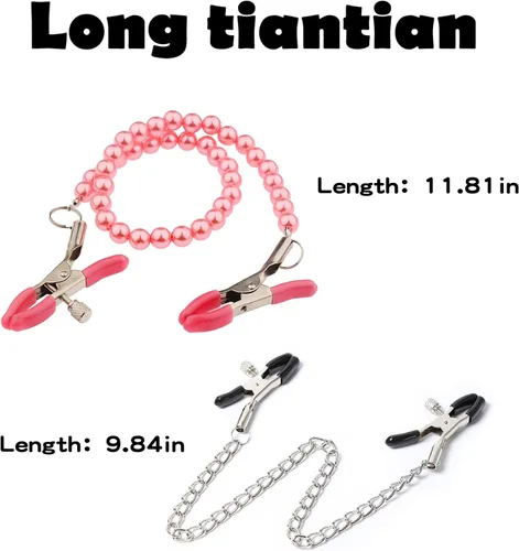 Miniatura 4 de Nipple Clamps Body Clamps with Chain Adjustable Body Clamps Body Ring Non-Piercing Chain Stainless Steel for Women Faux Body Jewelry Christmas Gifts