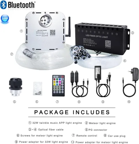 Miniatura 8 de AKEPO Kit de luces de fibra óptica con efecto de estrella de tiro de meteoritos RGBW de 32 W, control de aplicación Bluetooth, 1000 piezas de hebras
