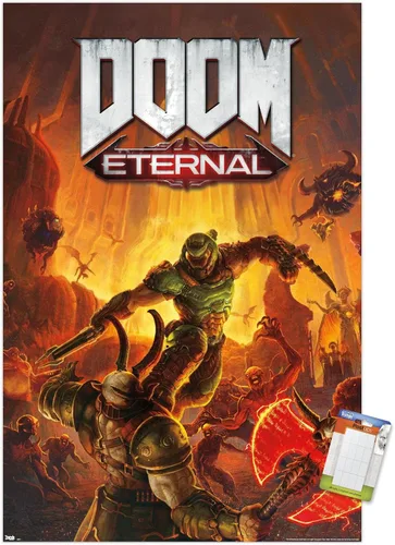 Miniatura 7 de Trends International Doom Eternal - Póster de pared Marauder, 22.4 pulgadas de largo x 14.7 pulgadas, versión enmarcada en madera de granero