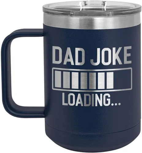 Miniatura 5 de DAD JOKE LOADING Taza de café roja de 15 oz con tapa deslizante Taza de café de viaje aislada Ideas de regalos del día del padre de hijo o hija