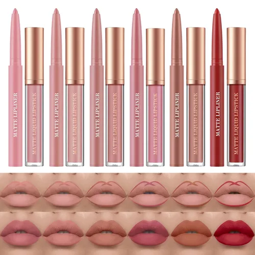 Miniatura 22 de BestLand Juego de 12 Labiales Líquidos Mate + Lápices Delineadores de Labios, Juego de Maquillaje de Labios de Un Solo Paso, Pigmento Aterciopelado