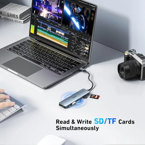 Miniatura 6 de BENFEI Concentrador USB C 7 en 1 con HDMI (4K@60Hz), 2 USB-A, 1 USB-C de datos, carga de 100W, lector de tarjetas SD/TF, cable sin enredos