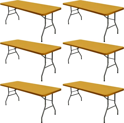 Miniatura 45 de Pack de 6 manteles de picnic elásticos ajustados para mesas rectangulares de 6 pies, impermeables, lavables, de spandex para patio, plegables