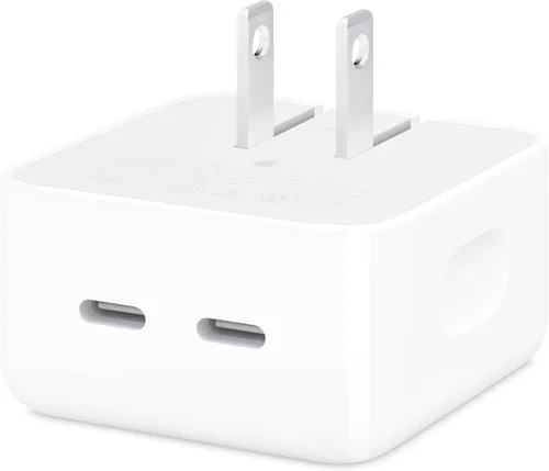 Apple 35W Adaptador de Corriente Compacto de Doble Puerto USB-C: Carga Rápida y Conveniente, Cargador de Pared Tipo C