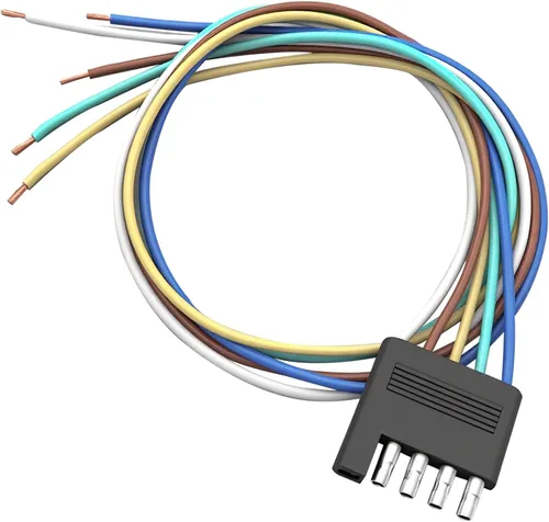 Arnés de cableado de remolque plano de 5 vías y 5 puntas de 22 pulgadas, cable de extensión de conector macho de 5 pines, arnés de cableado de luz