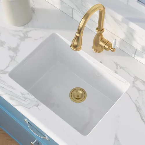 Miniatura 2 de Sarlai White Undermount/Drop In Kitchen Sink 24 x 18 Inch Laundry Sink 11 Inch Extra Deep White Fireclay Ceramic Single Bowl Dual-mount Utility