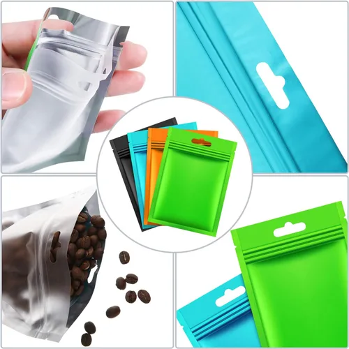 Miniatura 3 de 200 piezas de bolsas Mylar Zip Lock. Bolsas de papel de aluminio, plano metálico Mylar Foil plano, bolsas ZipLock de almacenamiento de alimentos.