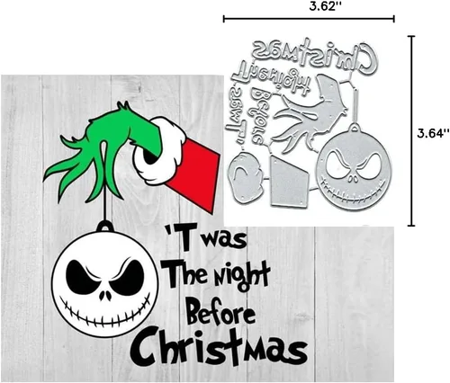 Miniatura 2 de Troqueles de metal de Nochebuena, troqueles de corte de metal de Noche antes de Navidad, suministros para hacer tarjetas de álbumes de recortes