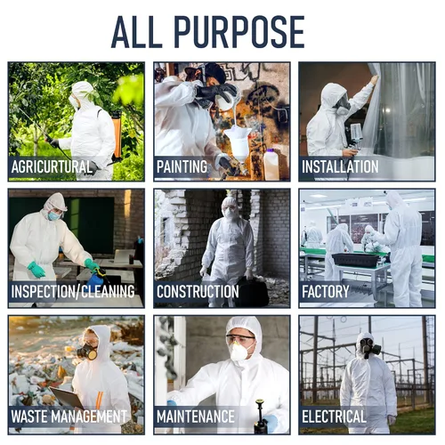 Miniatura 4 de Medical Nation Trajes Hazmat Desechables Paquete de 5, 4X-Large Monos Protectores con Capucha y Botas Incorporadas Traje de Pintor de Cuerpo