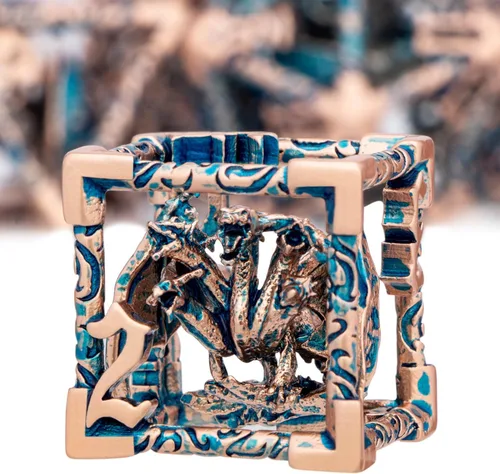 Miniatura 11 de ARUOHHA Juego de dados huecos de metal DND, dados D y D de oro antiguo, juegos de rol RPG, dados poliédricos con caja de regalo D20 D12 D10 D8 D6 D4