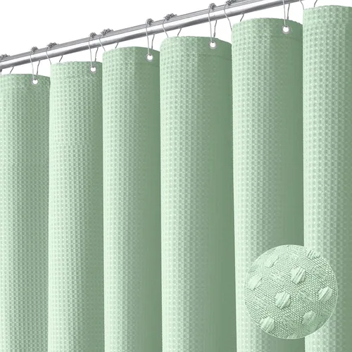 Miniatura 49 de Dynamene cortina de ducha de lino burdeos - cortinas de tela de nido de abeja texturizadas y resistentes para baño, 256GSM, juego de cortinas