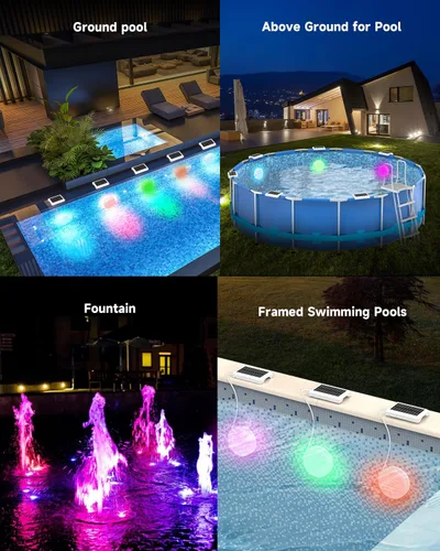 Miniatura 6 de Luces solares para piscina, luces LED sumergibles recargables con control remoto, IP68 impermeable con imán integrado, luz solar subacuática