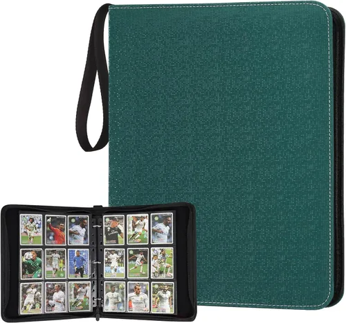 Miniatura 34 de GERMUN Carpeta de tarjetas de poliuretano, 16 bolsillos, carpetas de soporte premium para más de 1000 tarjetas, álbum de bolsillo de doble cara