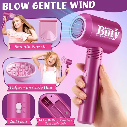 Miniatura 3 de Golray Kit de maquillaje de cabeza de muñeca para peinar, arte de uñas, juguetes para niñas, juguete de peluquería/cosméticos reales esmalte