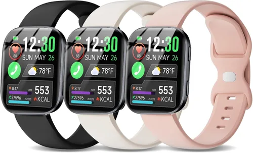 Miniatura 10 de Paquete de 3 correas deportivas de silicona compatibles con GloryFit T80/T70/T60/T50 Smartwatch, correa de repuesto suave e impermeable