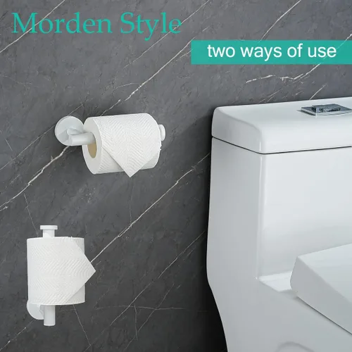 Miniatura 5 de Soporte de papel higiénico para baño, soporte para papel higiénico TP montado en la pared Blanco