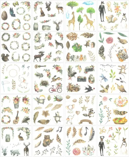 Miniatura 16 de allydrew Washi - Juego de calcomanías para álbumes de recortes, hojas verdes (20 hojas)