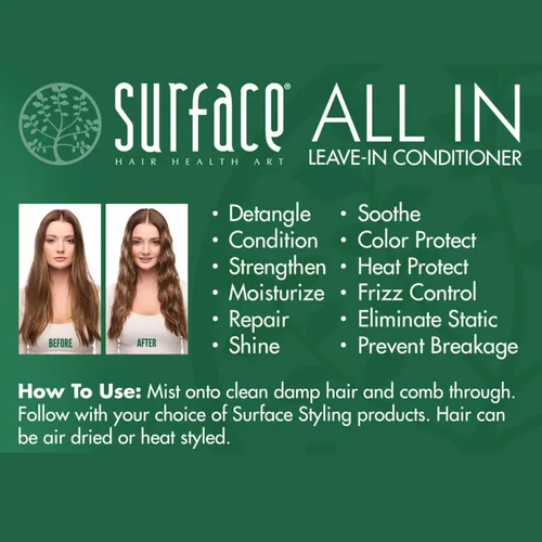 Miniatura 2 de SURFACE Hair All in - Acondicionador sin enjuague, desenreda, controla el encrespamiento y fortalece para todo tipo de cabello, 6 onzas líquidas