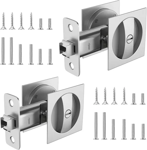 Miniatura 15 de Cerradura de puerta de bolsillo redondo con indicador, 1 paquete de accesorios contemporáneos de privacidad para puerta, pestillo de puerta de Oro