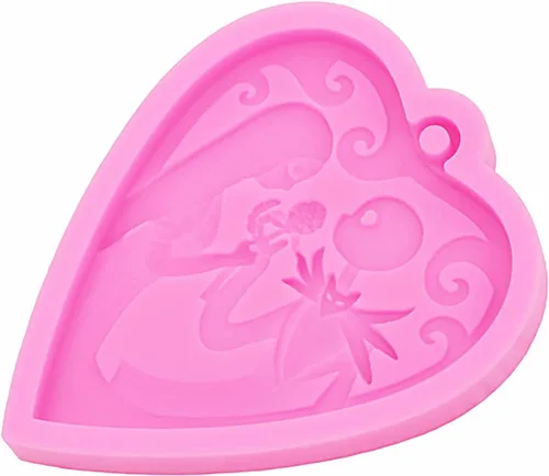 Miniatura 3 de Molde de silicona con agujero para llavero con forma de corazón con diseño de calavera para Halloween, manualidades, dulces, postres, aretes