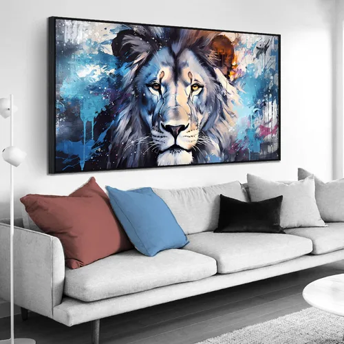 Miniatura 13 de ENTANUB Arte de pared de elefante para sala de estar, lienzo de animales para decoración de pared para dormitorio, diseño de imagen azul, tamaño 20