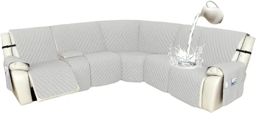Miniatura 101 de Arfntevss Fundas de sofá modular reclinable, 100% impermeable, en forma de L, para sillón reclinable en forma de L, funda seccional lavable