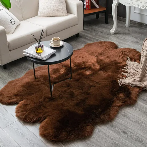 Miniatura 29 de Carvapet Funda de Silla de Piel de Oveja Sintética Suave de Lujo Cojín de Asiento Alfombras de Área de Piel Sintética Suave para Dormitorio, 2 pies