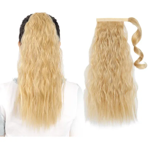 Miniatura 35 de Extensiones de cabello para cola de caballo, extensión de cola de caballo roja de 16 pulgadas, corta, ondulada, rizada, envolvente, cola de caballo