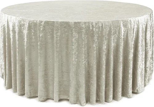 Miniatura 29 de YOUR CHAIR COVERS - Mantel redondo de terciopelo triturado de 120 pulgadas para mesas redondas de 5 pies - Azul polvoriento Azul empolvado