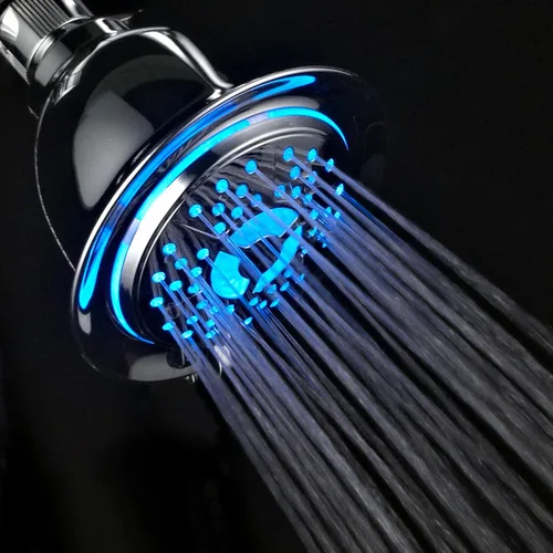Miniatura 6 de PowerSpa - Cabezal de ducha LED cromado de 4 ajustes con tecnología de boquilla de presión turbo de chorro de aire; 7 colores de luces LED cambian