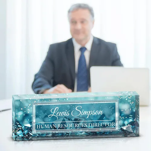 Miniatura 9 de Placa de Nombre para Escritorio, Placa de Nombre con Patrón de Doble Cara para Escritorio, Decoración de Escritorio de Oficina Personalizada