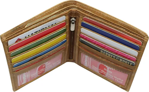 Miniatura 5 de MARSHAL RFID Bloqueo 2 ID Bifold Hipster Tarjeta de Crédito Billetera Genuina Cuero de Vaca, Beige Bronceado, Bifold