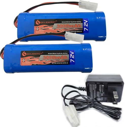 Paquete de baterías RC de 7.2V (paquete de 2) 3800mAh de alta capacidad de 6 celdas NiMH Flat Battery Pack w/Standard Tamiya Connector+7.2V Smart