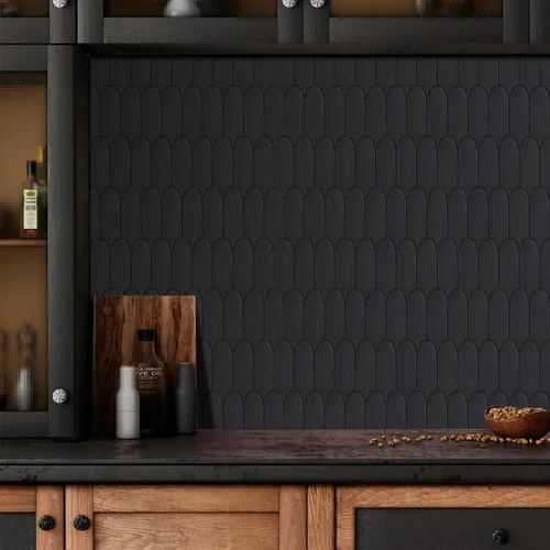 Miniatura 3 de Protector contra salpicaduras para cocina, diseño más grueso, protector contra salpicaduras de plumas negras mate de primera calidad, azulejos sin