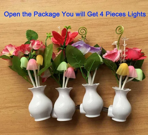 Miniatura 4 de 4 luces LED de noche enchufables con sensor de atardecer a amanecer, 7 cambios de color, lámparas de pared enchufables para niños adultos