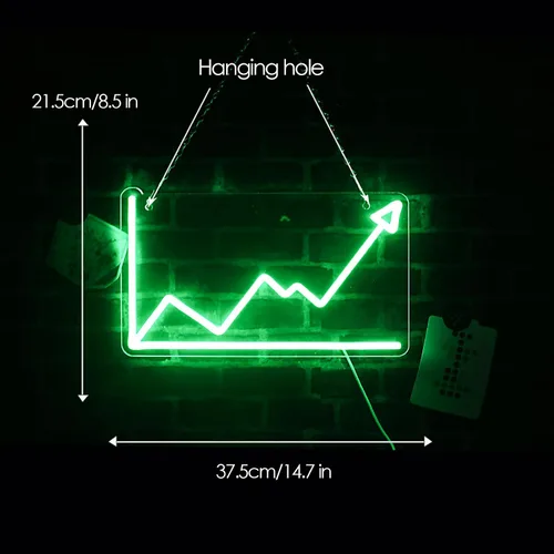 Miniatura 5 de Tendencia del mercado de valores Letrero de neón Diario Trading Line Chart Luz de neón LED Letrero de neón para decoración de pared Luz de neón LED