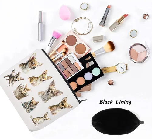 Miniatura 3 de LEVLO Chihuahua Cosméticos Maquillaje Bolsa Regalo Para Chihuahua Amante Chihuahua Mamá Bolsa de Viaje Bolsa Chihuahua Mercancía Chihuahua