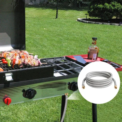 Miniatura 6 de ATKKE Manguera de extensión de propano de alta presión de 10 pies con kit de acoplamientos de conversión, línea de gas propano trenzada de acero