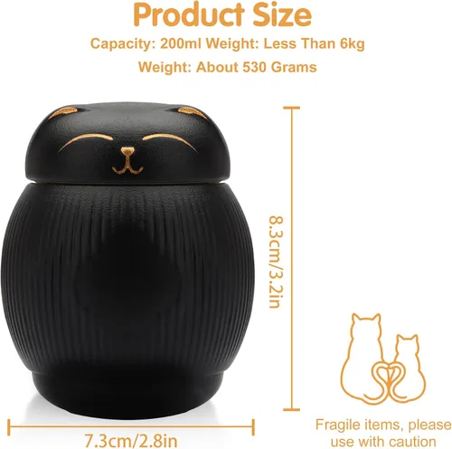Miniatura 2 de Urna de cerámica para gatos para cenizas, caja conmemorativa para mascotas con tapa segura, urnas funerarias, recuerdo de cremación para gatos