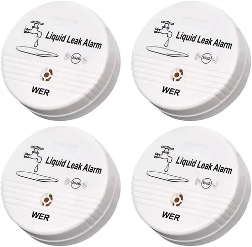 Miniatura 9 de WER Sensor de alarma de fugas de agua, alerta de fugas a batería, detector de agua de 90 dB para sótanos, baños, lavanderías, cocinas, garajes